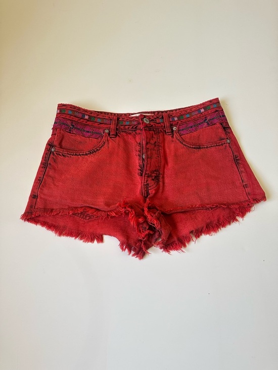 We The Free Pants - We The Free Free People Sun Break Gypsy Red Denim Frayed Boho Shorts~27